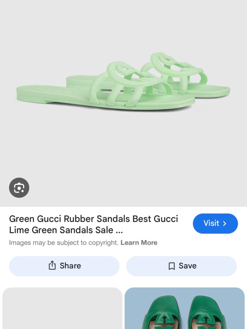 Gucci Mint Green Rubber Slide Sandals